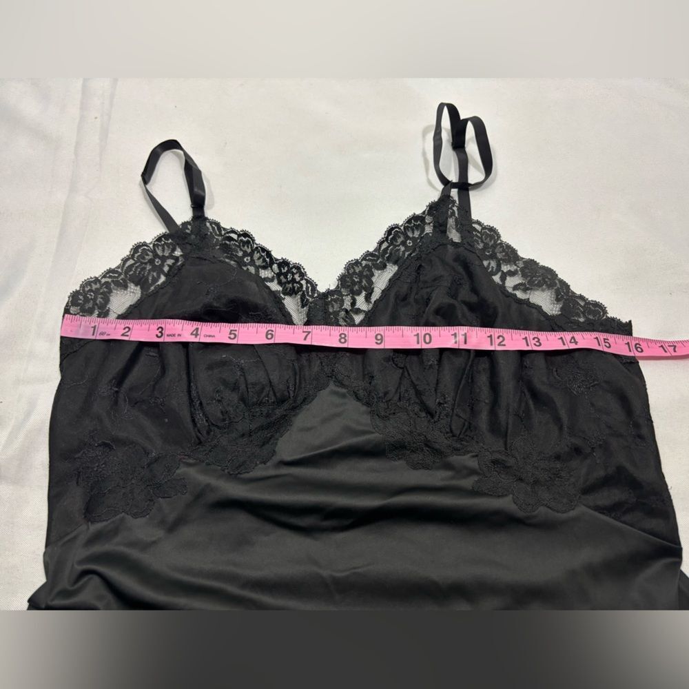 Vintage Vanity Fair Satin Lace Nightgown Slip Dress Black Size 36 - Picture 8 of 11